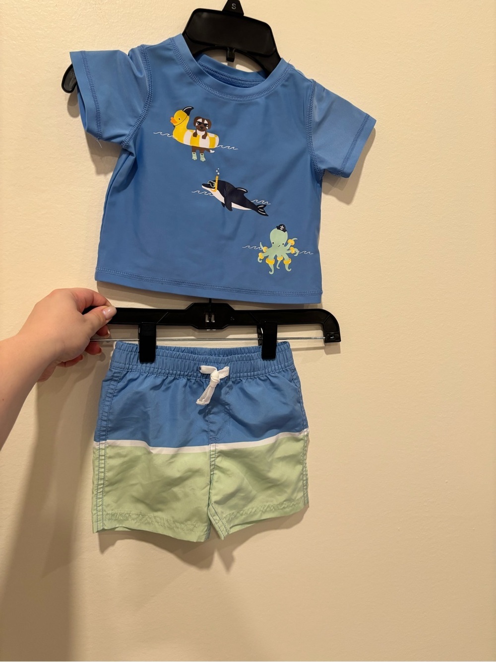 Blue Kids Swim Set with Sea Creature Print